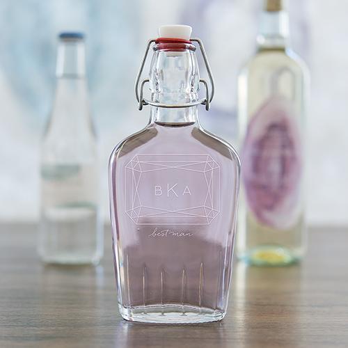 Personalized Clear Glass Hip Flask Monogram Gem Etching (Pack of 1)-Personalized Gifts For Men-JadeMoghul Inc.