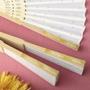 Personalized Coasters Personalized Metallics Collection Gold dot silk folding fan favor Fashioncraft