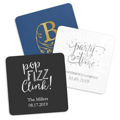 Personalized Coasters Personalized Paper Coasters - Square White (Pack of 100) Weddingstar