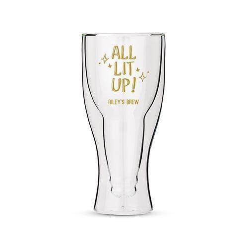 Personalized Double Walled Beer Glass All Lit Up! Printing White (Pack of 1)-Personalized Gifts For Men-White-JadeMoghul Inc.