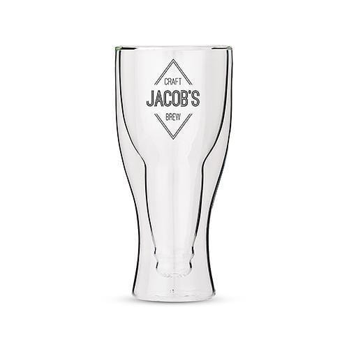 Personalized Double Walled Beer Glass Diamond Emblem Print (Pack of 1)-Personalized Gifts For Men-JadeMoghul Inc.
