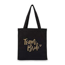 Personalized Gifts By Type Team Bride Black Canvas Tote Bag Tote Bag with Gussets (Pack of 1) JM Weddings
