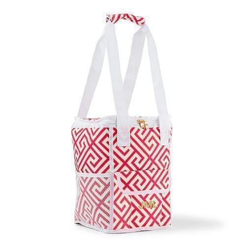 Personalized Gifts for Men On-The-Go Cooler Bag - Pink & White Greek Key (Pack of 1) Weddingstar