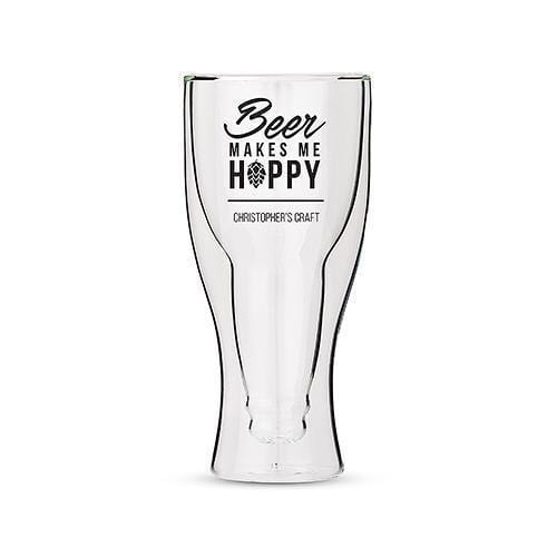Personalized Gifts For Men Personalized Double Walled Beer Glass Beer Makes Me Hoppy Print (Pack of 1) Weddingstar