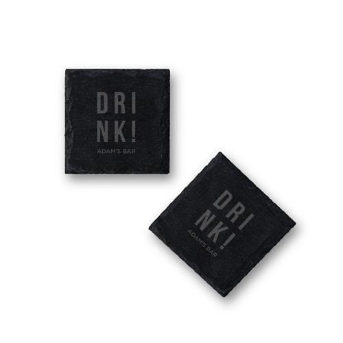 Personalized Gifts For Men Set of Square Slate Coasters - Drink! Etching (Pack of 1) JM Weddings