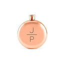 Personalized Gifts For Men Stacked Monogram Etched Round Rose Gold 3oz Hip Flask (Pack of 1) JM Weddings