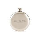 Thirst Aid Engraved Round Silver Hip Flask for Men (Pack of 1)