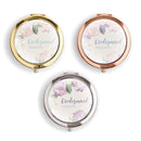 Personalized Gifts For Women Personalized Engraved Bridal Party Pocket Compact Mirror - Bridesmaid Garden Party Gold Pastel Pink Weddingstar