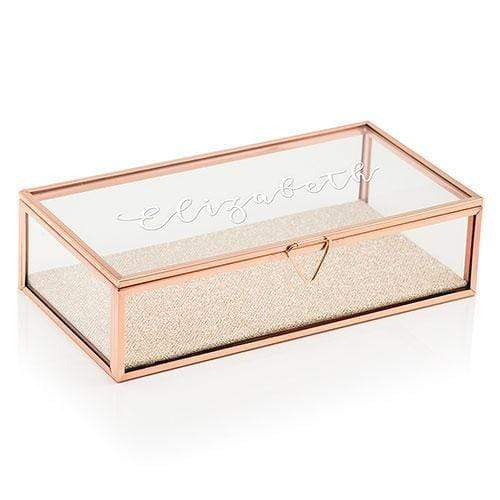 Personalized Gifts for Women Personalized Glass Jewelry Box - Elegant Calligraphy Printing Gold (Pack of 1) Weddingstar