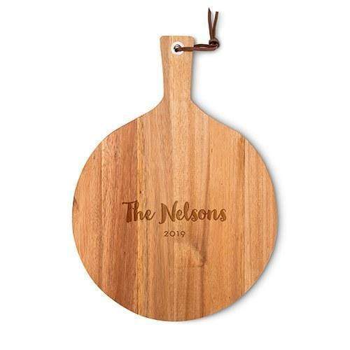 Personalized Gifts For Women Personalized Round Wooden Cutting and Serving Board with Handle - Kitchen Etching (Pack of 1) Weddingstar