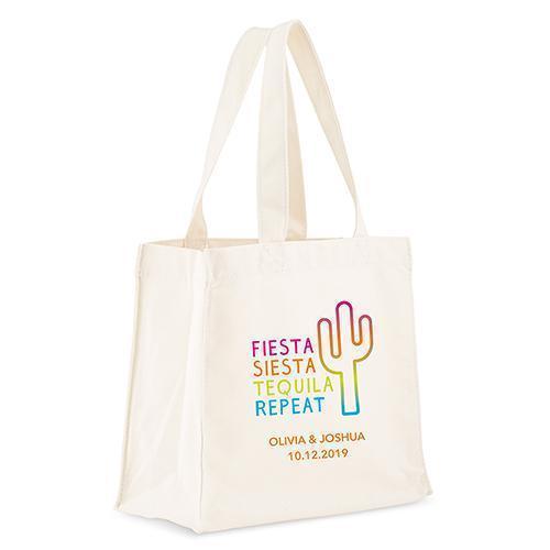 Personalized Gifts for Women Personalized White Canvas Tote Bag - Fiesta Siesta Tequila Repeat Tote Bag with Gussets (Pack of 1) Weddingstar