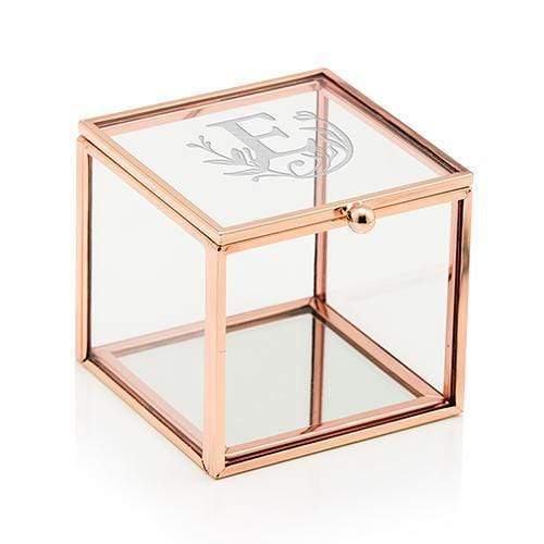 Personalized Gifts for Women Small Glass Jewelry Box with Rose Gold Edges (Pack of 1) JM Weddings