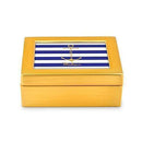 Personalized Gifts for Women Small Modern Personalized Jewelry Box - Anchor on Stripes Print Gold Royal Blue (Pack of 1) JM Weddings