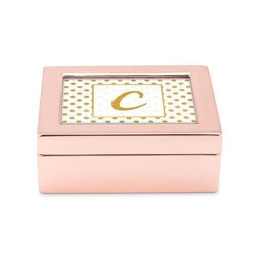 Personalized Gifts for Women Small Modern Personalized Jewelry Box - Polka Dot Print Rose Gold  (Pack of 1) JM Weddings