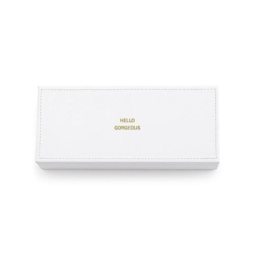 Vegan Leather Jewellery Box - Hello Gorgeous Emboss White (Pack of 1)