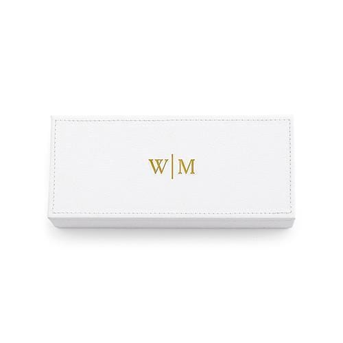 Vegan Leather Jewellery Box - Line Monogram Emboss White (Pack of 1)