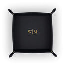 Personalized Gifts for Women Vegan Leather Jewellery Tray - Line Monogram Emboss Small Black (Pack of 1) JM Weddings