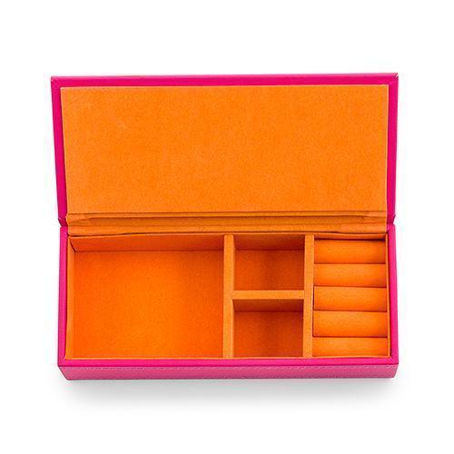 Personalized Gifts for Women Vegan Leather Jewelry Box - Pink with Orange (Pack of 1) JM Weddings