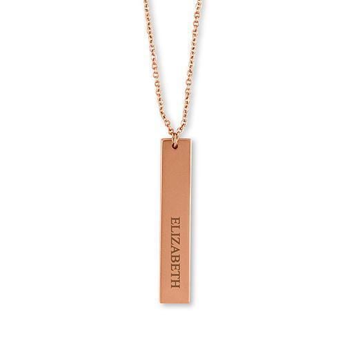 Personalized Gifts for Women Vertical Rectangle Tag Necklace - Classic Serif Font Matte Gold (Pack of 1) JM Weddings