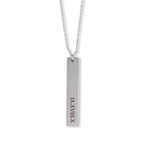 Personalized Gifts for Women Vertical Rectangle Tag Necklace - Roman Numerals Matte Gold (Pack of 1) JM Weddings