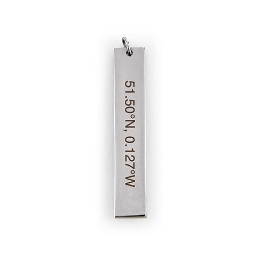 Personalized Gifts for Women Vertical Rectangle Tag Pendant - Coordinates Silver (Pack of 1) JM Weddings