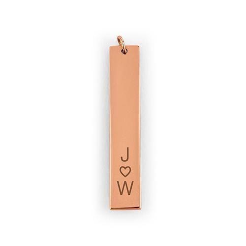 Personalized Gifts for Women Vertical Rectangle Tag Pendant - Initials with Heart Rose Gold (Pack of 1) JM Weddings