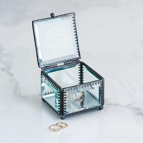 Personalized Gifts for Women Vintage Inspired Glass Jewelry Box - Monogram Gem Etching (Pack of 1) JM Weddings