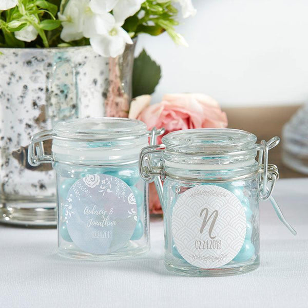 Personalized Glass Favor Jars - Ethereal (Set of 12)-Favor Boxes Bags & Containers-JadeMoghul Inc.