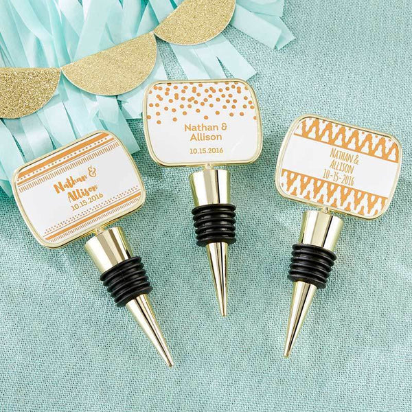 Personalized Gold Bottle Stopper - Copper Foil(24 Pcs)-Wedding Cake Toppers-JadeMoghul Inc.