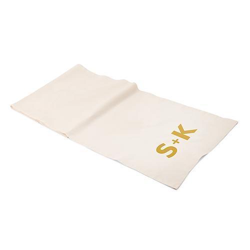 Personalized Off White Linen Table Runner - Times Square Monogram (120" - 3.0m long) (Pack of 1)-Wedding Table Decorations-JadeMoghul Inc.
