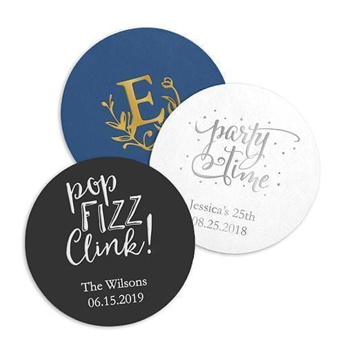 Personalized Paper Coasters - Round Navy (Pack of 100)-Personalized Coasters-JadeMoghul Inc.