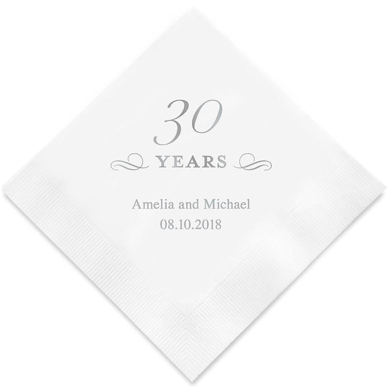 Personalized Paper Napkins Printed Napkins Cocktail Pewter (Pack of 100) Weddingstar