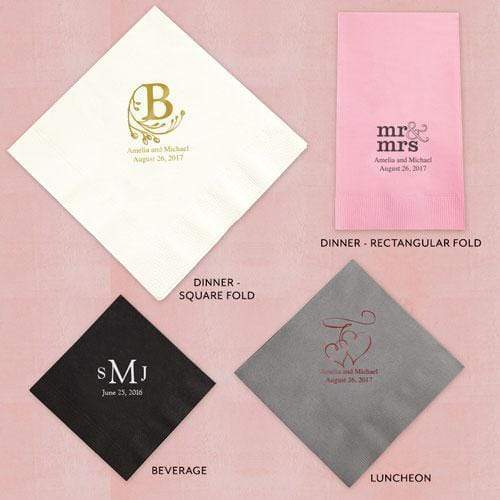 Personalized Paper Napkins Printed Napkins Cocktail Silver Grey (Pack of 100) Weddingstar