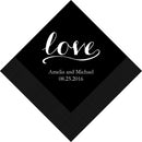 Personalized Paper Napkins Printed Napkins Dinner - Rectangular Fold Black (Pack of 80) Weddingstar