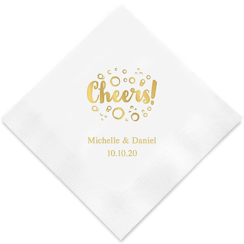 Personalized Paper Napkins Printed Napkins Dinner - Rectangular Fold Classic Pink (Pack of 80) Weddingstar