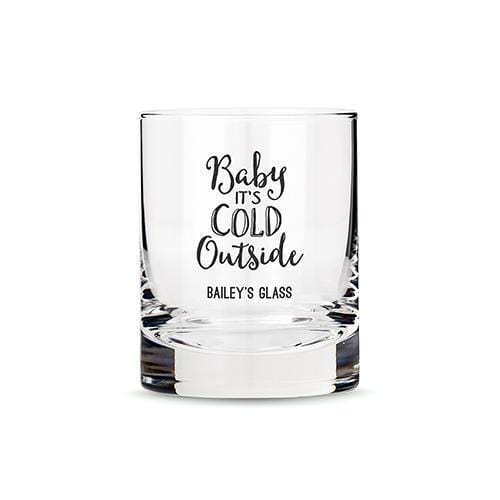 Personalized Whiskey Glasses with Baby It's Cold Outside Printing Black (Pack of 1)-Personalized Gifts For Men-White-JadeMoghul Inc.