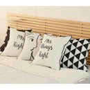 Pillows Pillow Covers - 18"x 18" Skandi Mrs. Right and Mr. Right Decorative Printed Pillow Case Set of 2 pcs HomeRoots