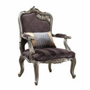 Pillows Sofa Pillows 29" X 27" X 43" Velvet Antique Platinum Upholstery Poly-Resin Chair w/1 Pillow 7267 HomeRoots