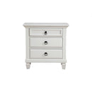 Pine Wood 3 Drawer Nightstand in White-Nightstands and Bedside Tables-White-Pine Solids-JadeMoghul Inc.
