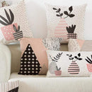 Pink Decoration Pot Plant Flower Cushion Abstract Landscape Geometric Pillow Black And White Plus Triangle For Office Chair Sofa AExp