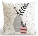 Pink Decoration Pot Plant Flower Cushion Abstract Landscape Geometric Pillow Black And White Plus Triangle For Office Chair Sofa AExp