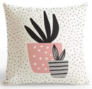 Pink Decoration Pot Plant Flower Cushion Abstract Landscape Geometric Pillow Black And White Plus Triangle For Office Chair Sofa AExp