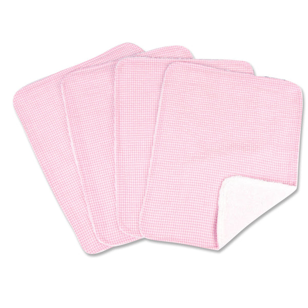 Pink Gingham 4 Pack Burp Cloth Set-SRS-P-JadeMoghul Inc.