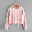 Pink Velvet Crop Hoodie