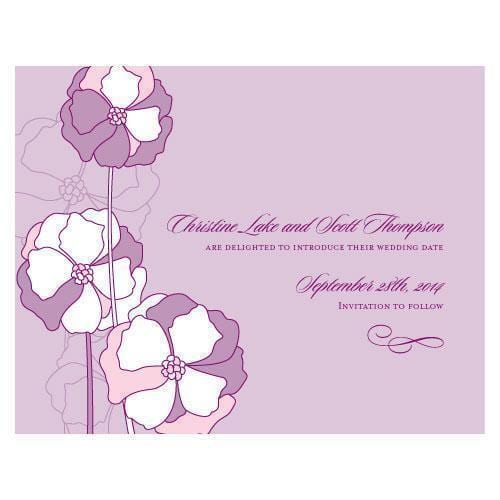 Pinwheel Poppy Save The Date Card Vintage Pink (Pack of 1)-Weddingstar-Purple-JadeMoghul Inc.
