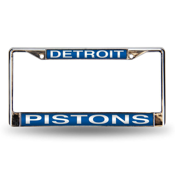 Porsche License Plate Frame Pistons Blue Laser Chrome Frame