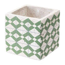 Planters Ceramic Planters - 4.9" X 4.9" X 4.9" Green And Yellow Cement Tribal Planter HomeRoots