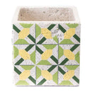 Planters Ceramic Planters - 6.1" X 6.1" X 6.1" Green And Yellow Cement Flower Planter HomeRoots