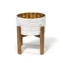 Planters Modern Planters - 11.5" X 11.5" X 14.25" White Metal Wood Plant Stand HomeRoots