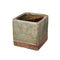 Planters Square Shaped Ceramic Planter With Fine Texture, Small, Slate Gray and Brown Benzara